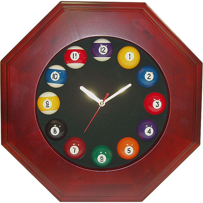 Trademark Octagonal Wood Billiards Quartz Clock