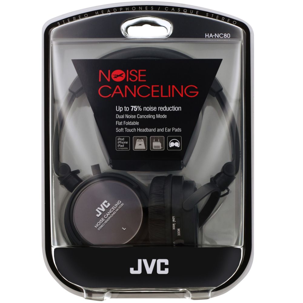 JVC&nbsp; On Ear Noise Canceling Headphone HANC80 - Black