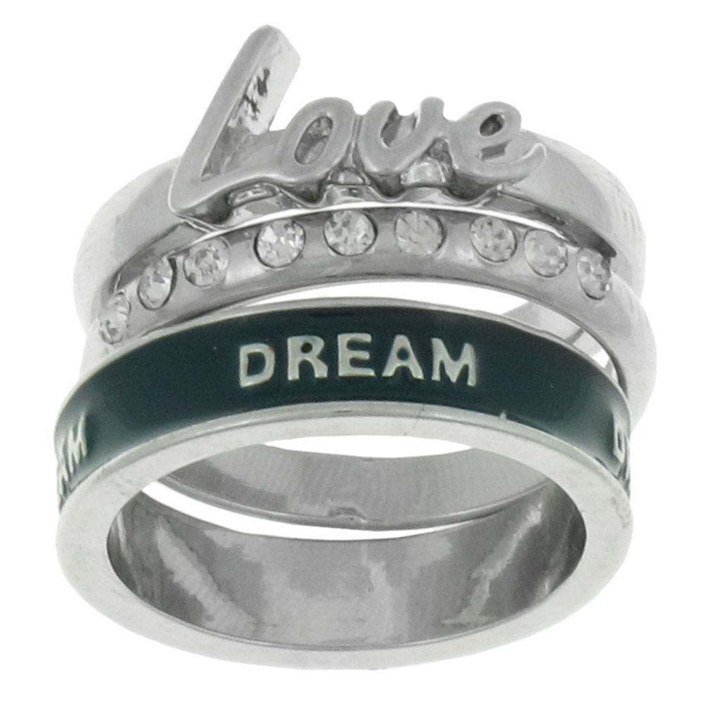 Dream Out Loud by Selena Gomez Rings Love & Dream Silver Set of 3
