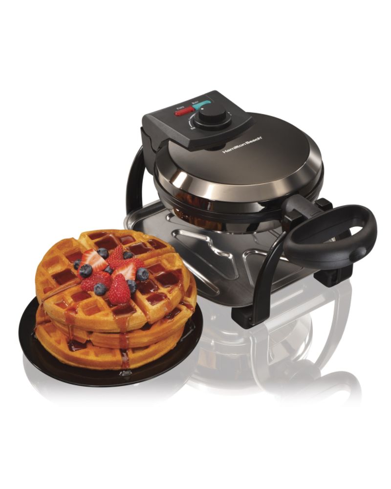 Hamilton Beach Black Ice Metal Collection Belgian Style Flip Waffle Maker