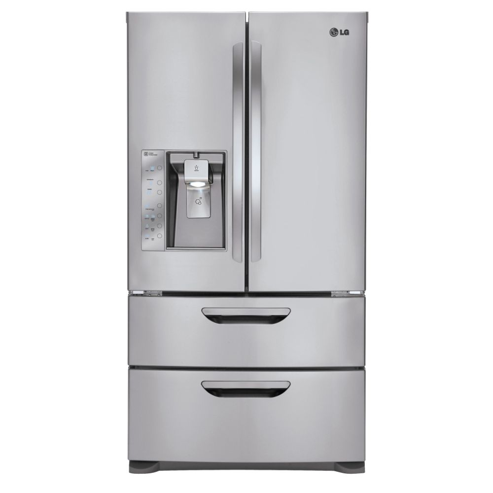 LG 31 cu. ft. Dual-Freezer-Drawer French-Door Stainless-Steel Bottom-Freezer Refrigerator Gray (04649200000 LMX31985ST) photo
