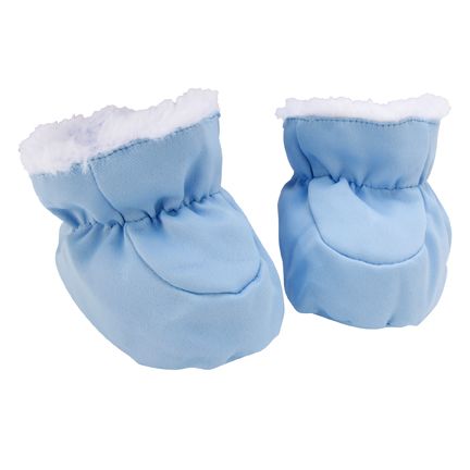 Trend-Lab Baby Booties - Blue Peek-A-Boo Faux Fur and Matte Satin