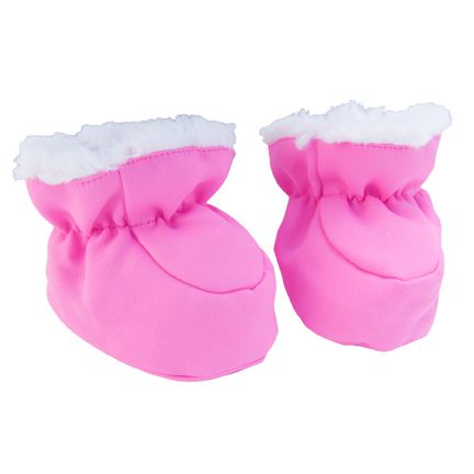Trend-Lab Baby Booties - Pink Peek-A-Boo Faux Fur and Matte Satin