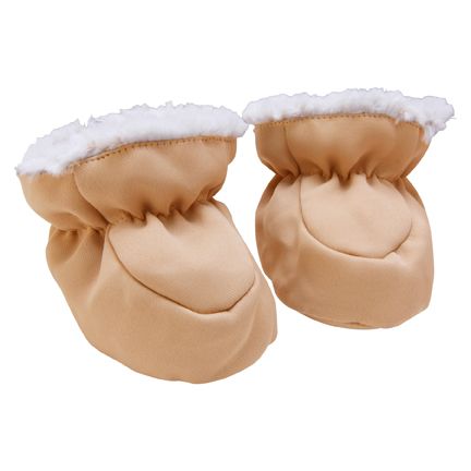 Trend-Lab Baby Booties - Sand Peek-A-Boo Faux Fur and Matte Satin