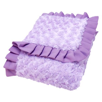 Trend-Lab Receiving Blanket- Ruffle Trimmed Lilac and Plum Swirl Velour