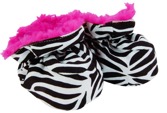 Trend-Lab Baby Booties - Zahara Zebra and Pink Swirl Velour