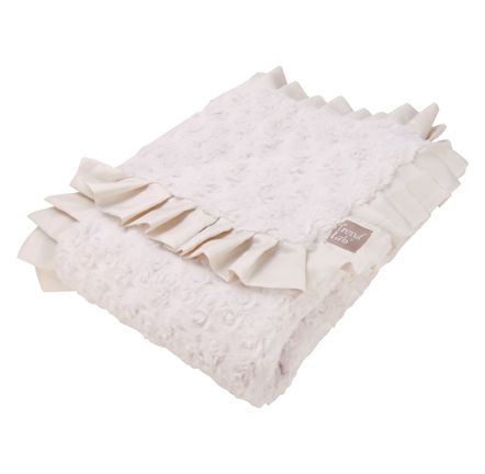 Trend-Lab RECEIVING BLANKET - RUFFLE TRIMMED CREAM SWIRL VELOUR