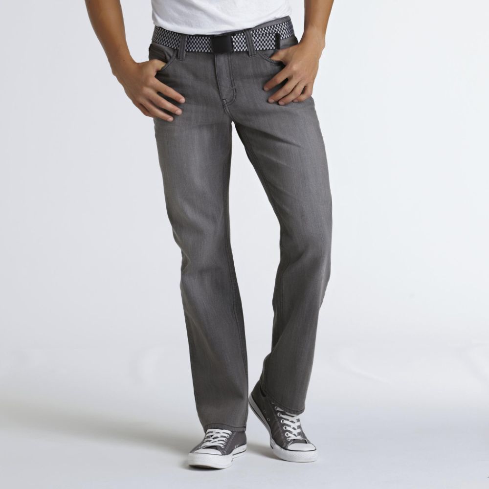 Amplify Young Men's Distressed Jeans and Belt Gray