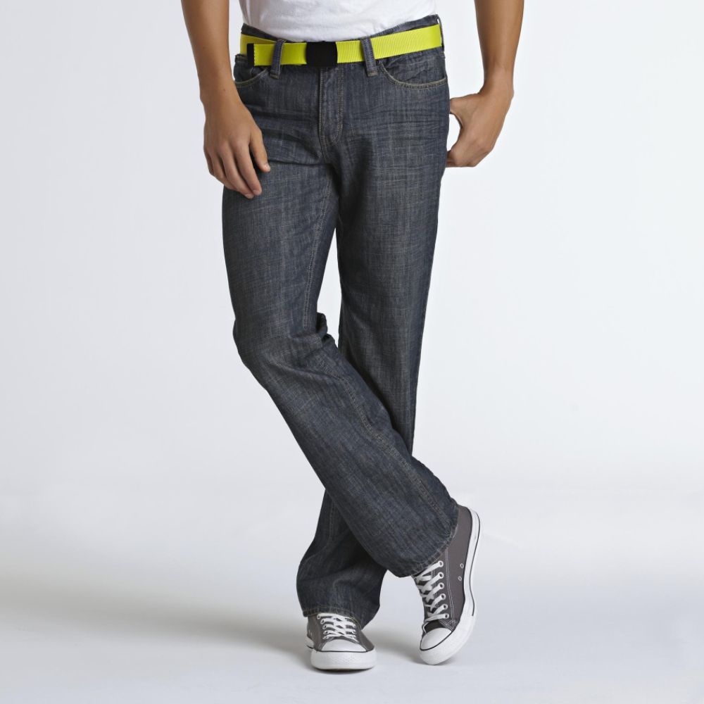 Amplify Young Men's Distressed Jeans with Belt Denim