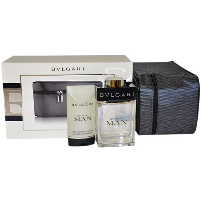 Bvlgari Man by Bvlgari for Men - 3 Pc Gift Set 3.4oz EDT Spray, 2.5oz Shampoo & Shawer Gel, Pouch