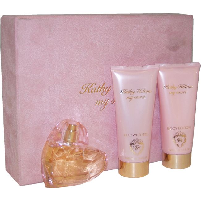 Kathy Hilton My Secret by Kathy Hilton for Women - 3 Pc Gift Set 1.7oz EDP Spray, 3.4oz Shower Gel, 3.4oz Body Lotion