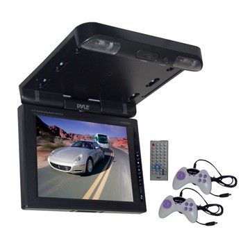 Pyle PLRD103IF 10.4'' TFT LCD Flip-Down Roof Mount DVD Monitor & IR/FM Transmitter