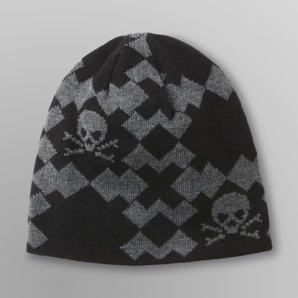 Aquarius Boy's Reversible Ski Cap - Skull Black