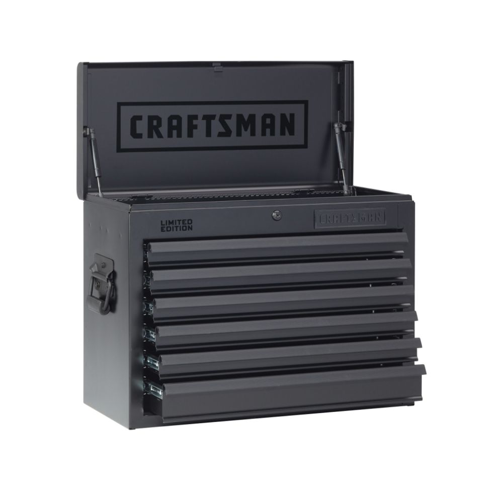 Craftsman&nbsp; 26 in Wide 6 Drawer Heavy Duty Top Chest, Flat Black