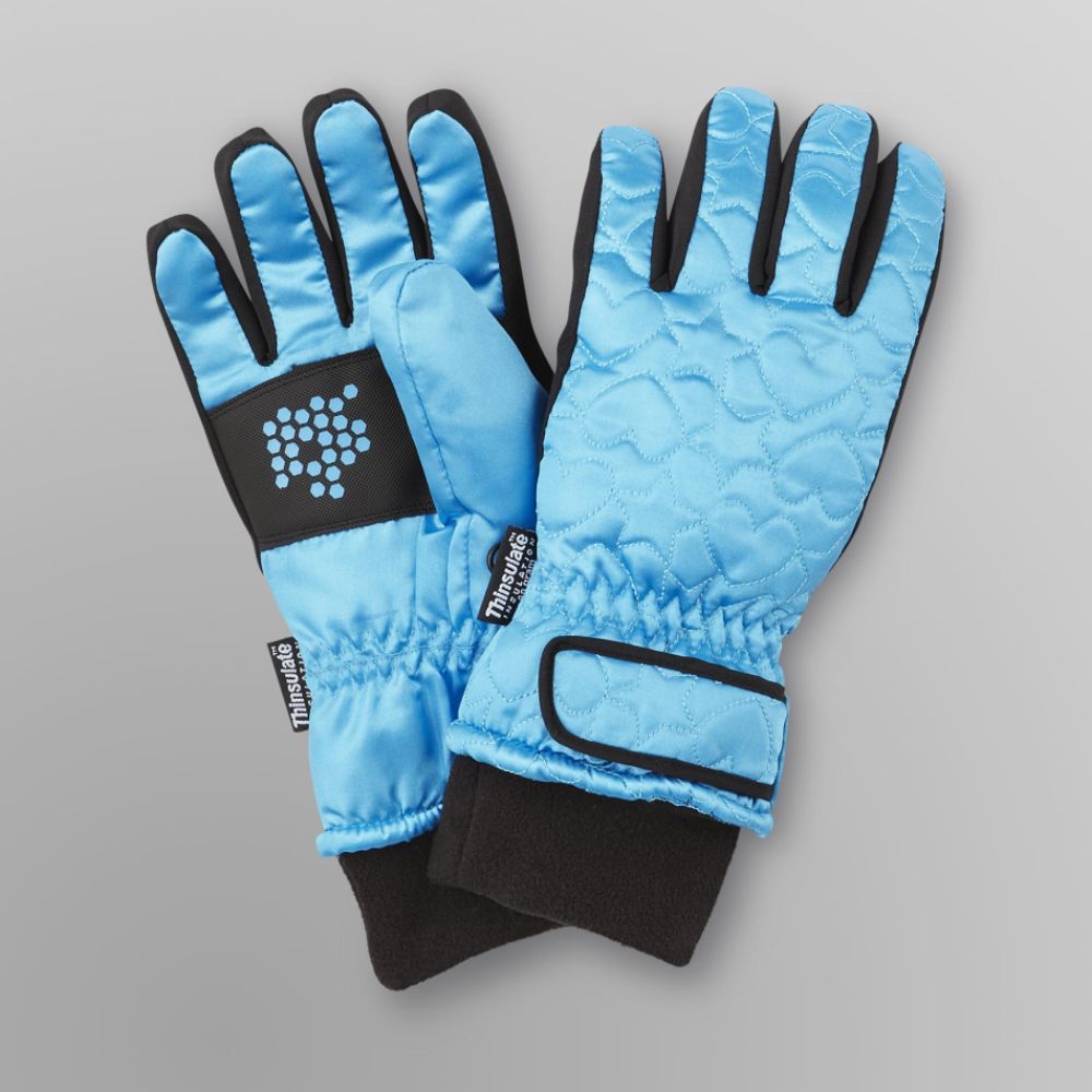 Canyon River Blues Girl's Quilted Ski Gloves Blue Jewel