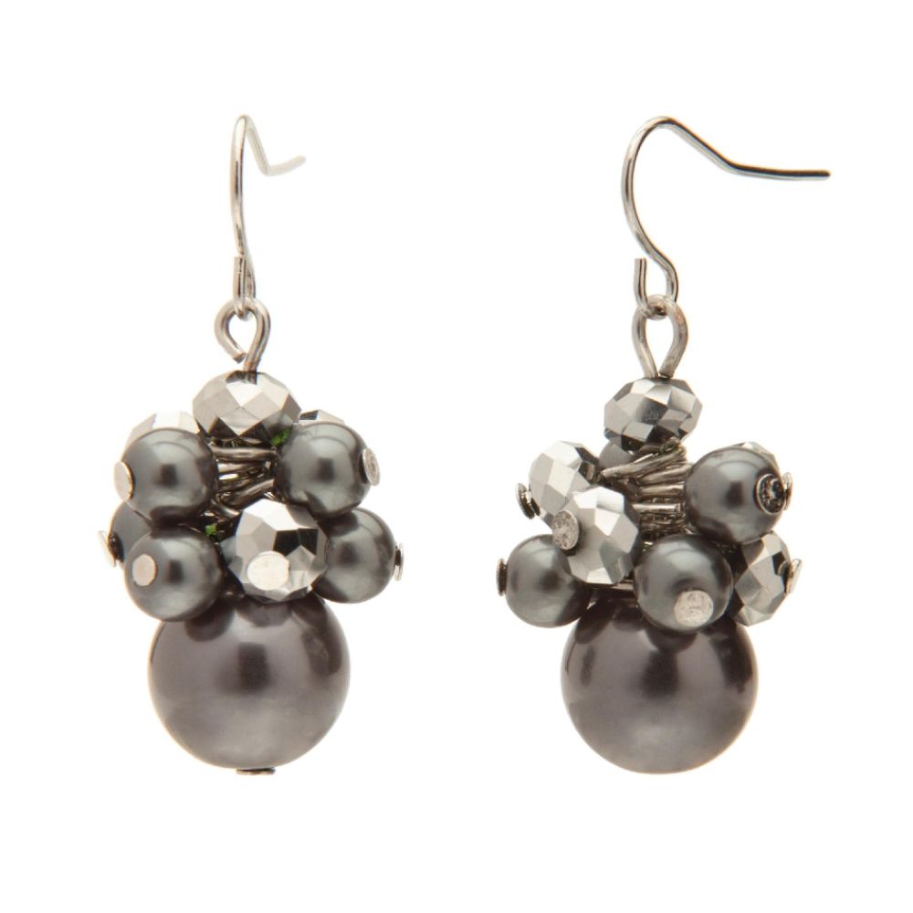 Trifari Earrings Beaded Drop Metallic
