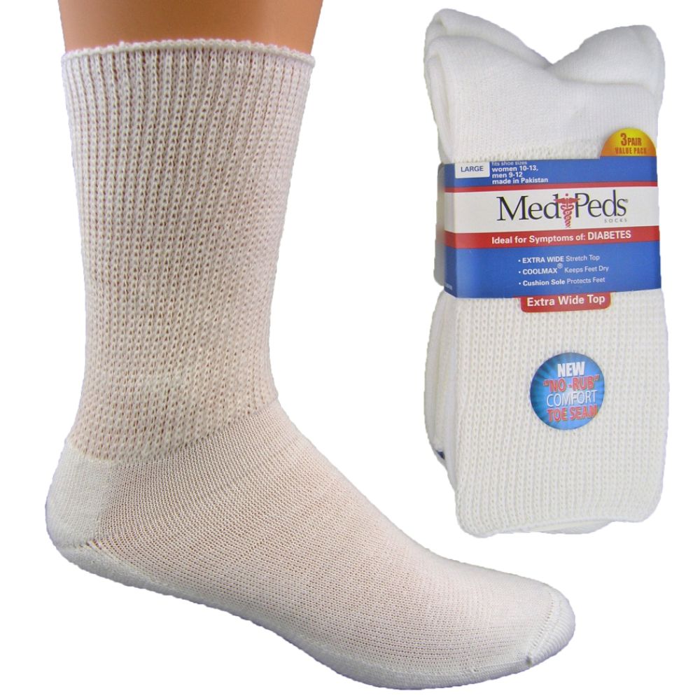 MediPeds Diabetic EXTRA WIDE Crew Sock - 3 pr at Kmart.com