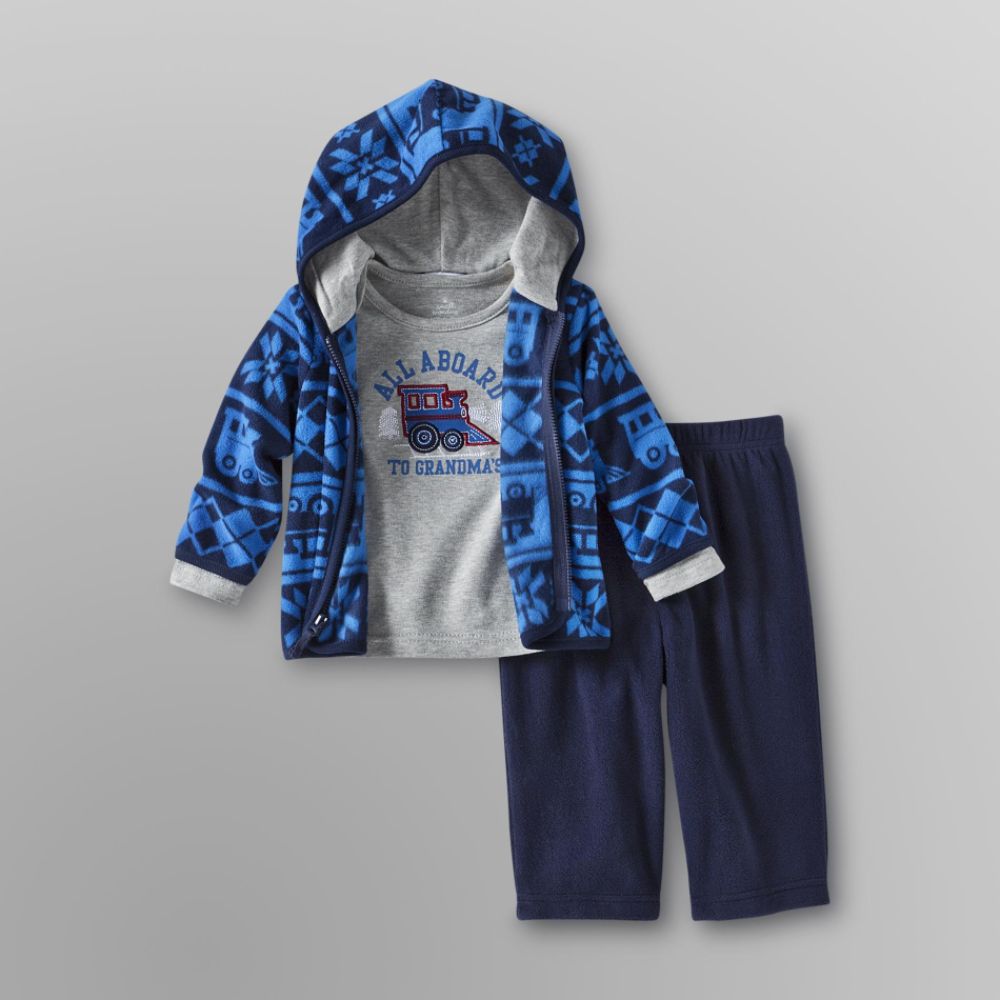 Small Wonders Infant Boy's Fleece Hoodie Jacket Set - Trains