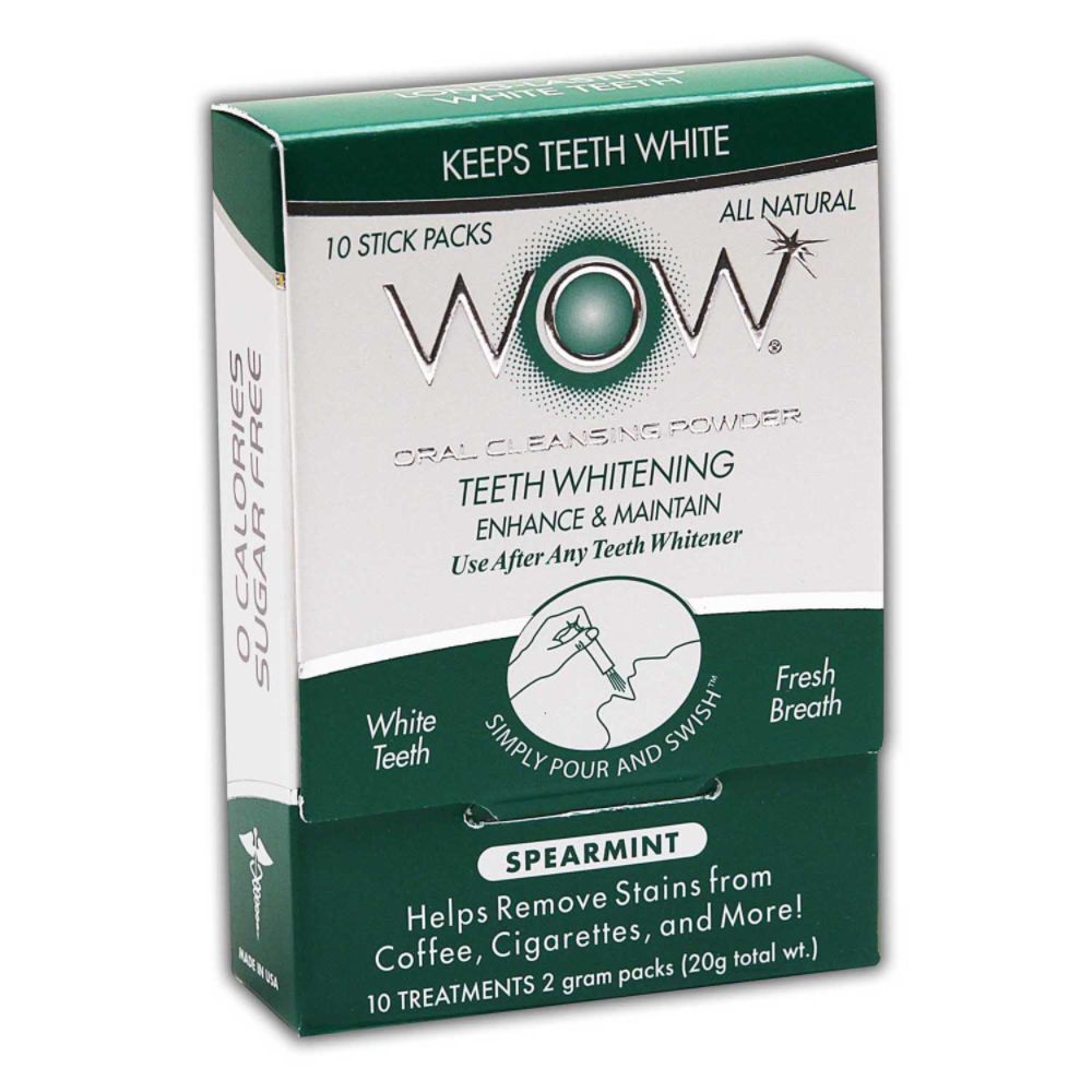 WOW Teeth Whitening Oral Rinse Powder, SPEARMINT,10ct