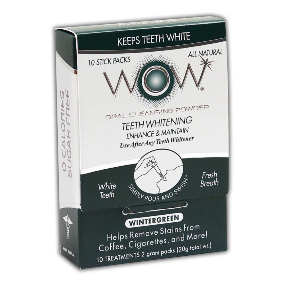 WOW Teeth Whitening Oral Rinse Powder, WINTERGREEN, 10ct