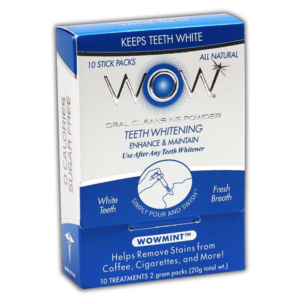 WOW Teeth Whitening Oral Rinse Powder, WOWMINT, 10ct