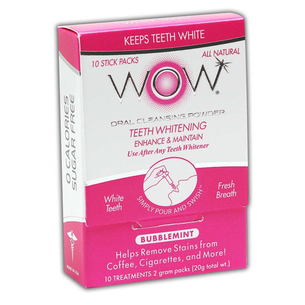 WOW Teeth Whitening Oral Rinse Powder, BUBBLEMINT, 10ct
