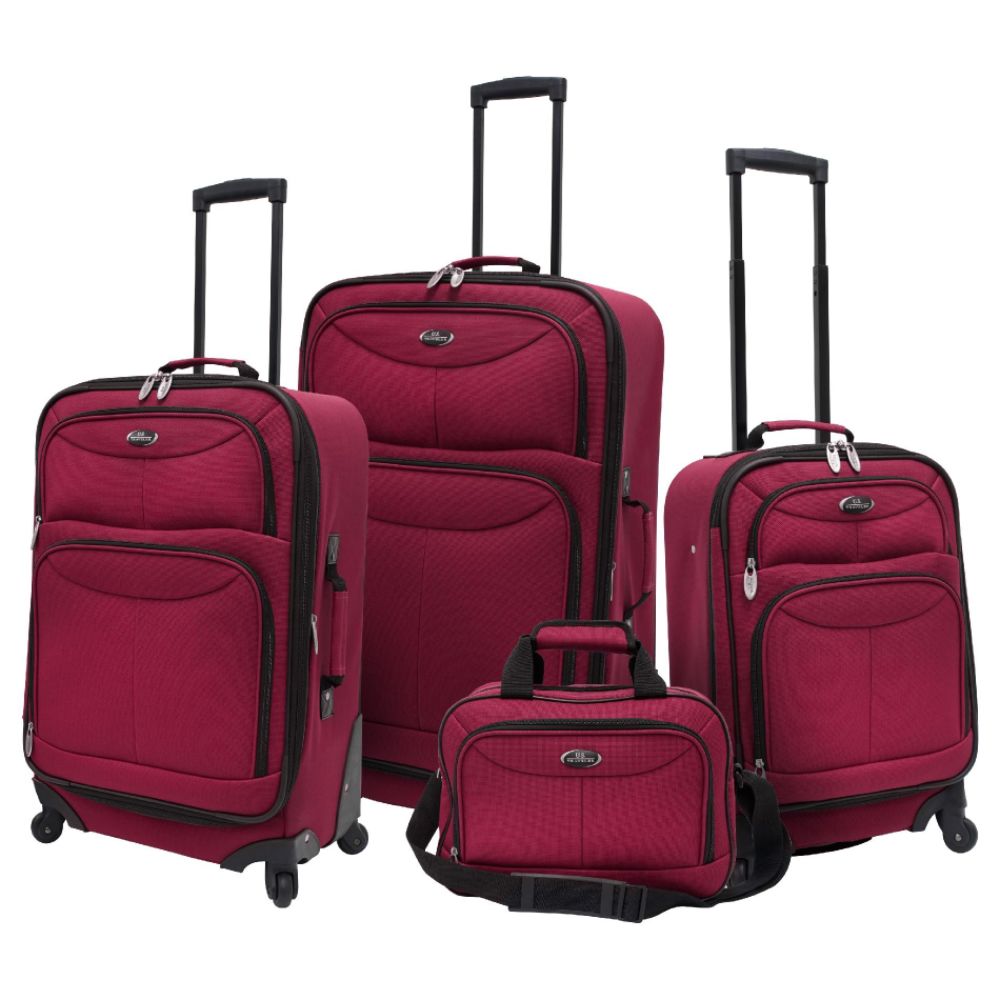 U.S. Traveler Fashion 4 piece Spinner Luggage Set, Maroon