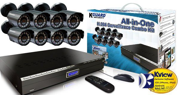 KGUARD Security KGUARD 8CH Surveillance DVR + 8 CMOS Security Cameras with 500GB HDD - BR801-8CW154M-500G