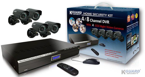 KGUARD Security KGUARD 8CH Surveillance DVR + 4 CCD Security Cameras with 500GB HDD - CA24-H02-500G