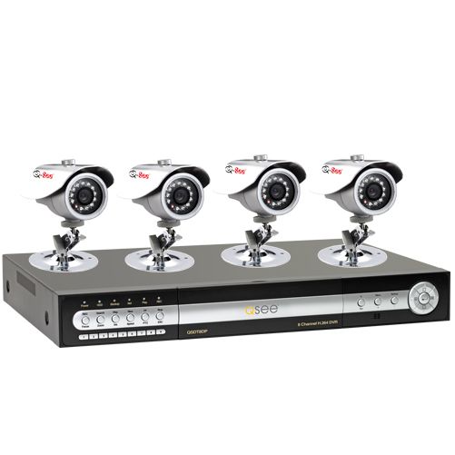 Q-See Q- See QT8DP-481-3 8 Channel Security DVR with 4 CCD Cameras and Pre-installed 320GB Hard Drive