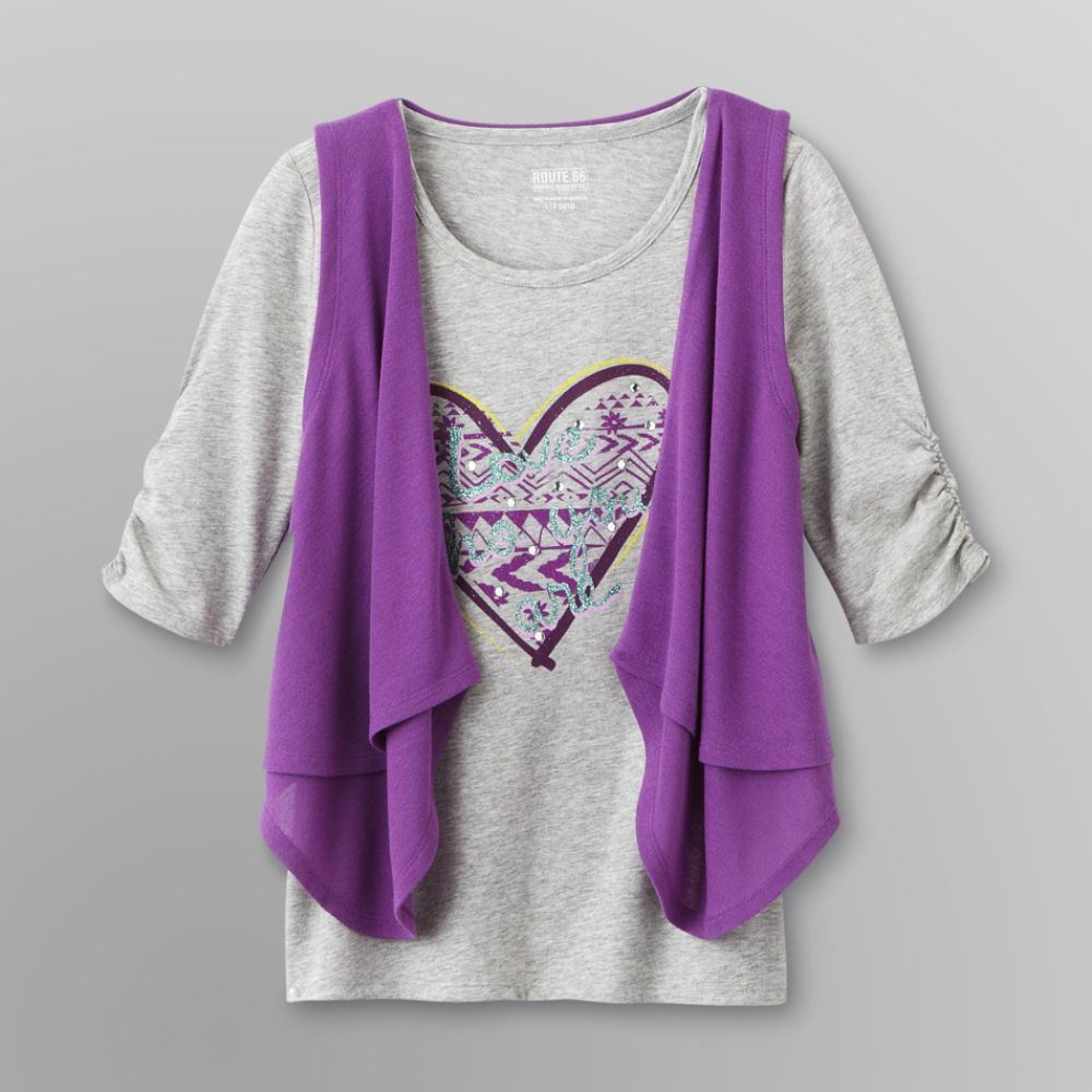 Route 66 Girl's Top & Vest - Glitter Heart at Kmart.com