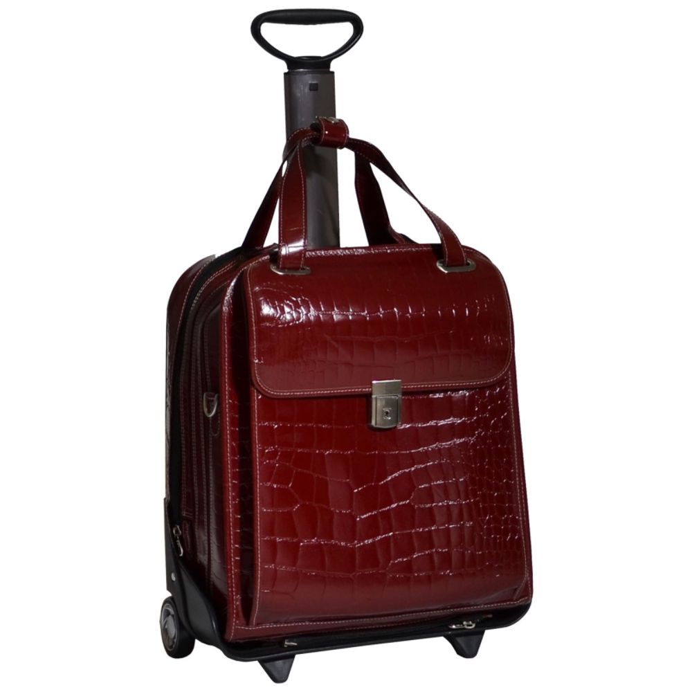 Siamod NOVEMBRE 35326 Red Leather Ladies Detachable-Wheeled Laptop Case