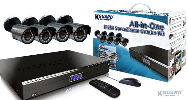 KGUARD Security KGUARD 4CH Surveillance DVR + 4 CMOS Security Cameras with 500GB HDD - BR401-4CW154M-500G