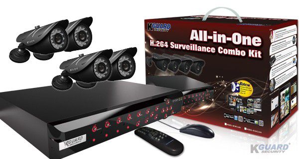 KGUARD Security KGUARD 8CH Surveillance DVR + 4 CCD Security Cameras with 500GB HDD - NS801-4CW214H-500G