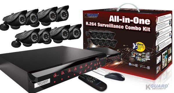 KGUARD Security KGUARD 8CH Surveillance DVR + 8 CCD Security Cameras with 500GB HDD - NS801-8CW214H-500G