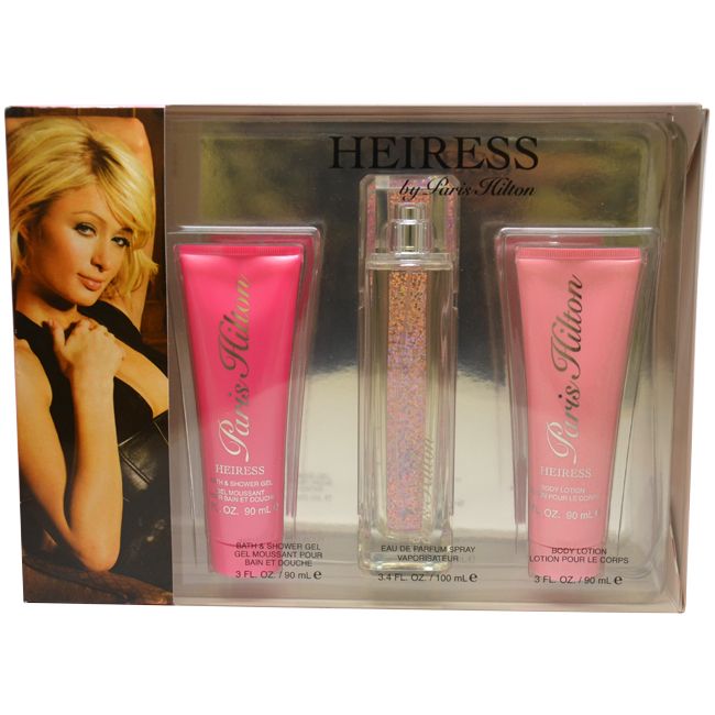 Heiress by Paris Hilton for Women - 3 Pc Gift Set 3.4oz EDP Spray, 3oz Body Lotion, 3oz Bath and Shower Gel