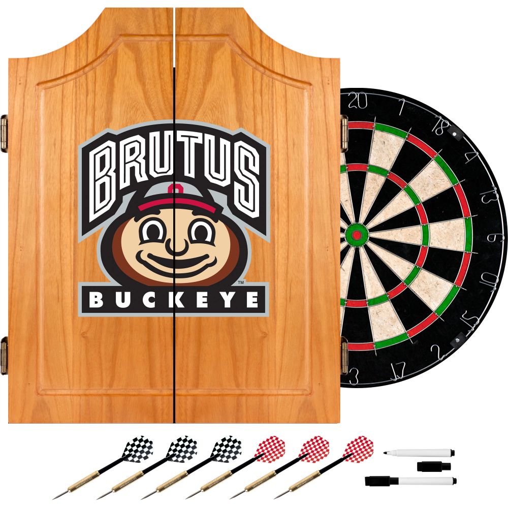 Trademark Global Ohio State University Dart Cabinet Includes Darts and Board