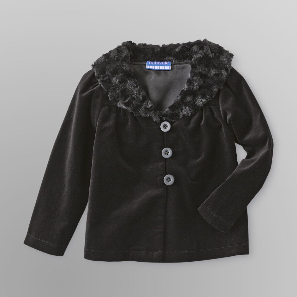 Miniville Toddler Girl's Faux Fur Trimmed Velour Jacket