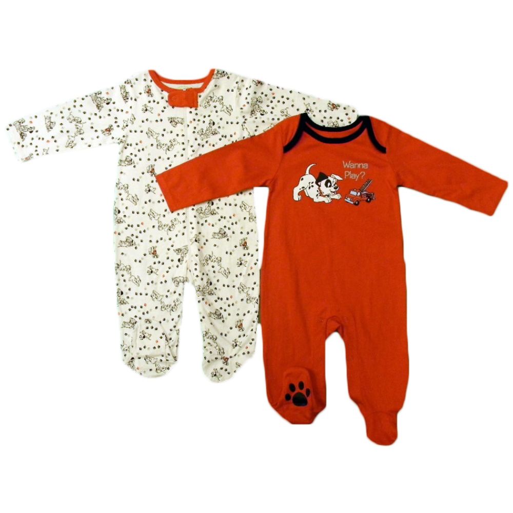 Disney Baby Newborn Sleepers 2pk Dalmatian Long Sleeve Zipper/Snap Closure Footed Multicolored