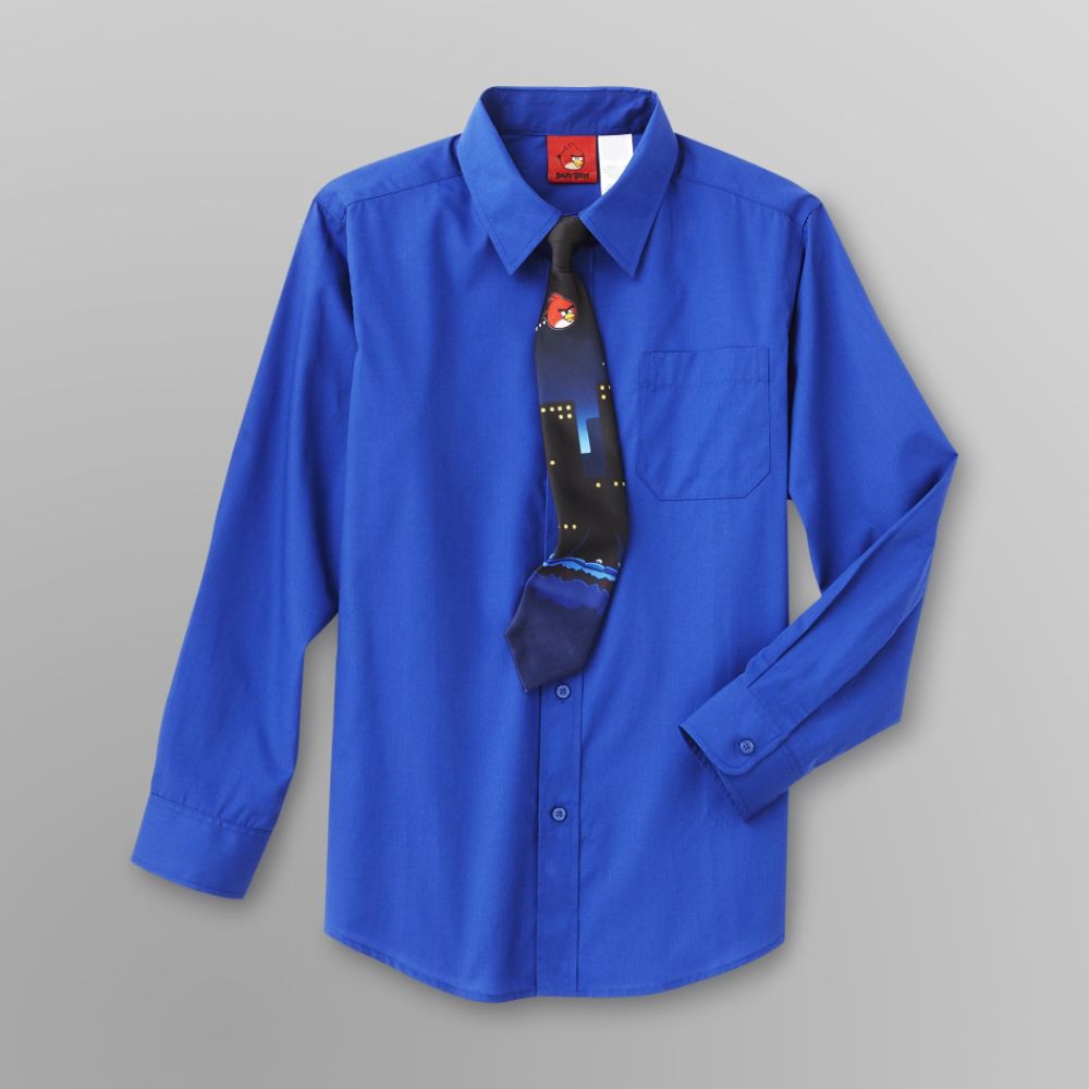 Angry Birds Boy's Shirt & Graphic Tie Set Dark Blue
