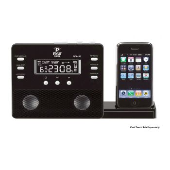 Pyle Enhanced iPod/iPhone Alarm Clock Speaker System w/ AM FM Radio and Remote Control (Black)