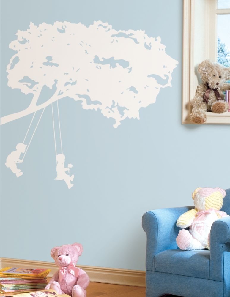 RoomMates Kids on Swings White Peel & Stick Giant Wall Decals