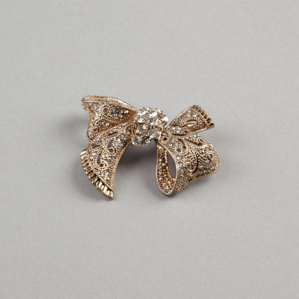 Covington Women s Fashion Pin Bow Crystal Accent Gold Tone