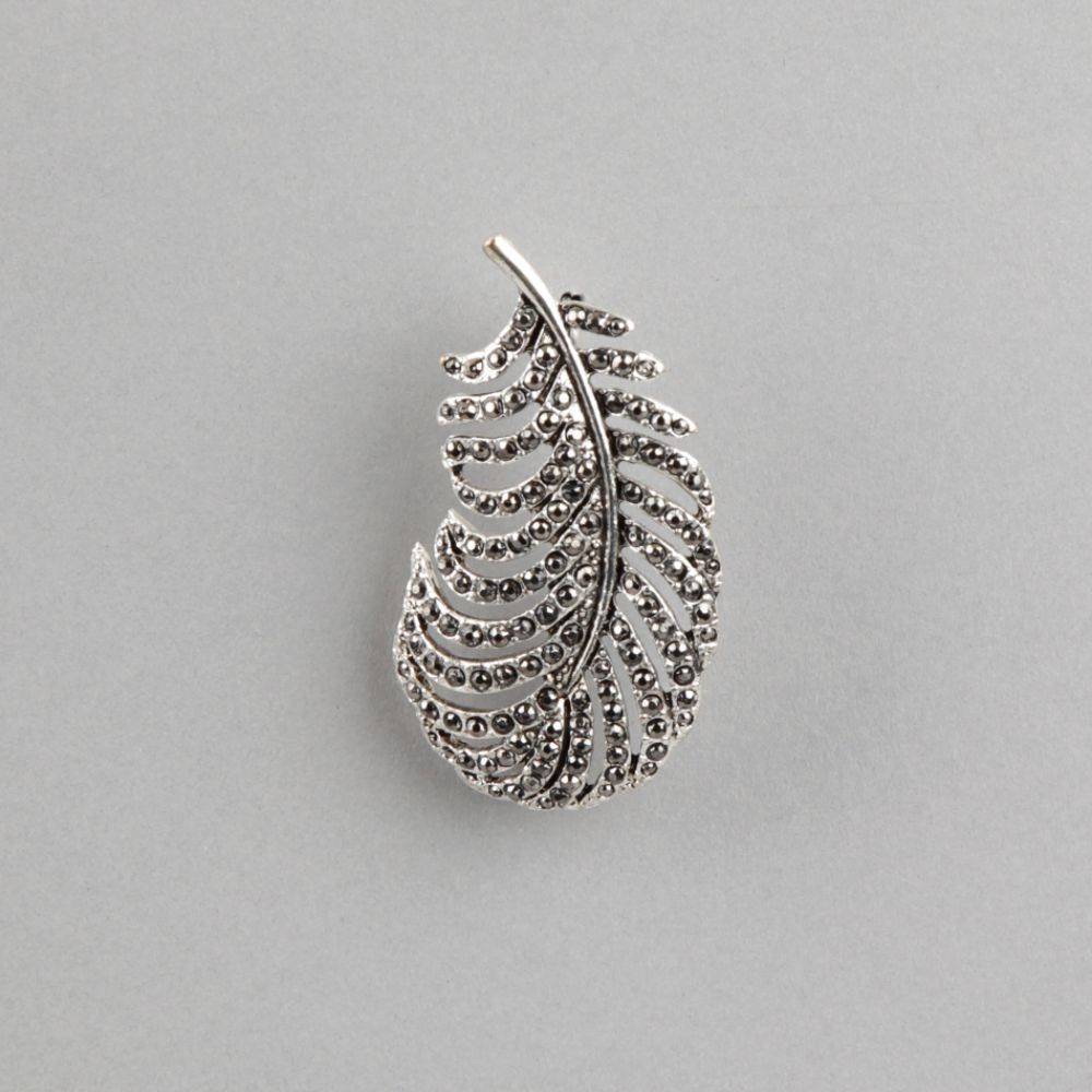 Covington Women s Fashion Pin Feather Crystal Accent Silver Tone