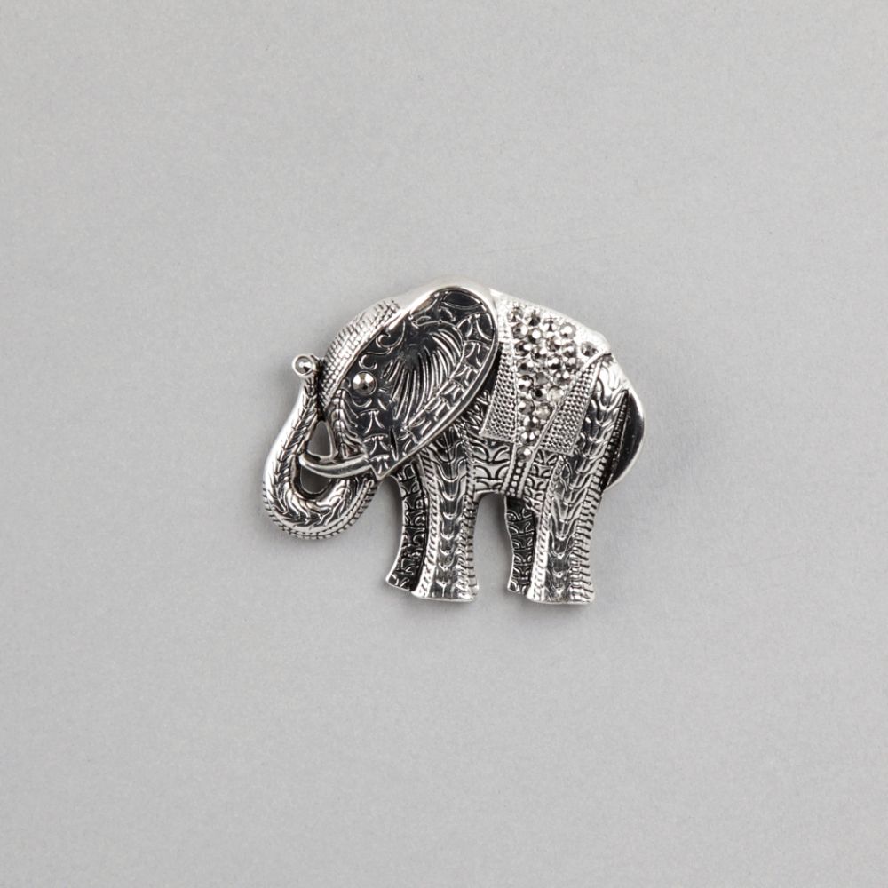 Covington Pin Elephant Rhinestone Silver Tone