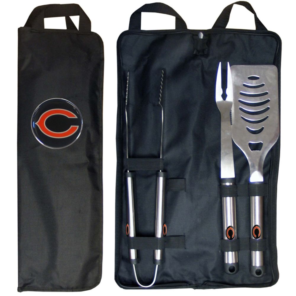 Siskiyou Chicago Bears 3-Piece NFL BBQ Set with Canvas Case