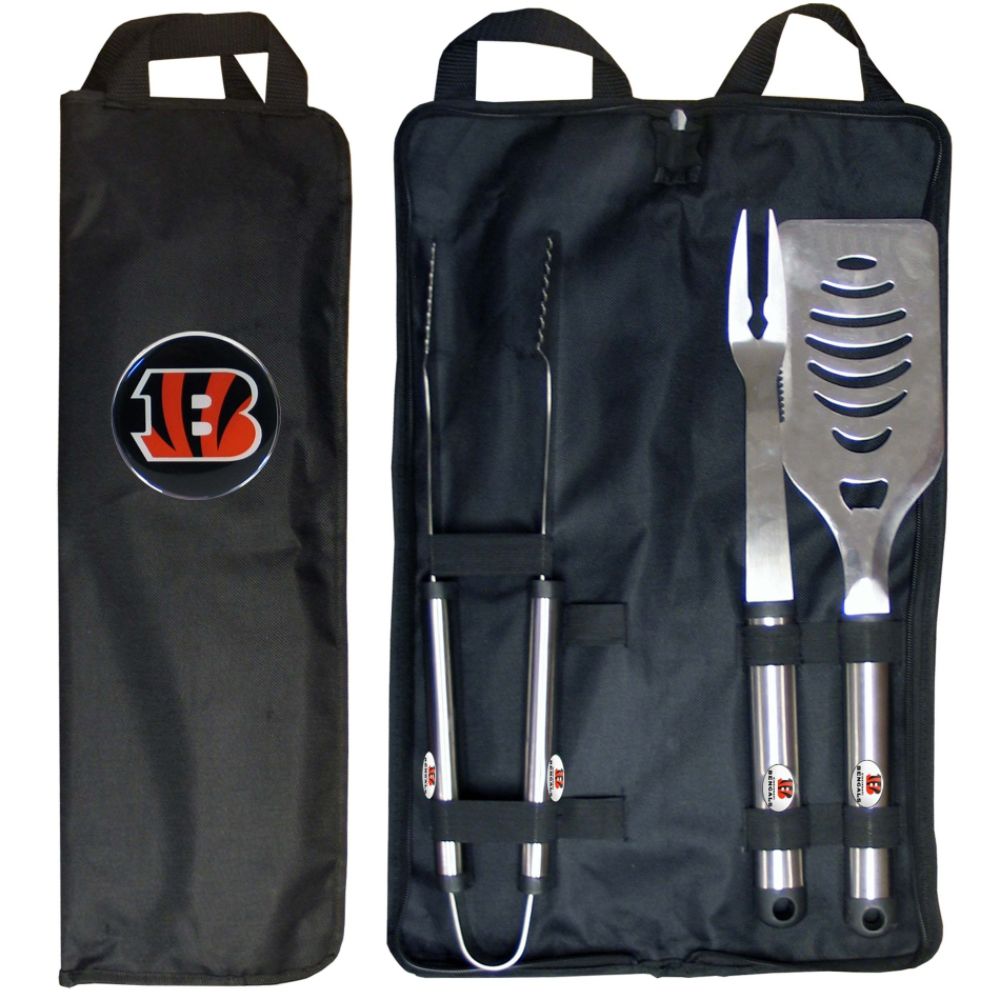Siskiyou Cincinnati Bengals 3-Piece NFL BBQ Set with Canvas Case