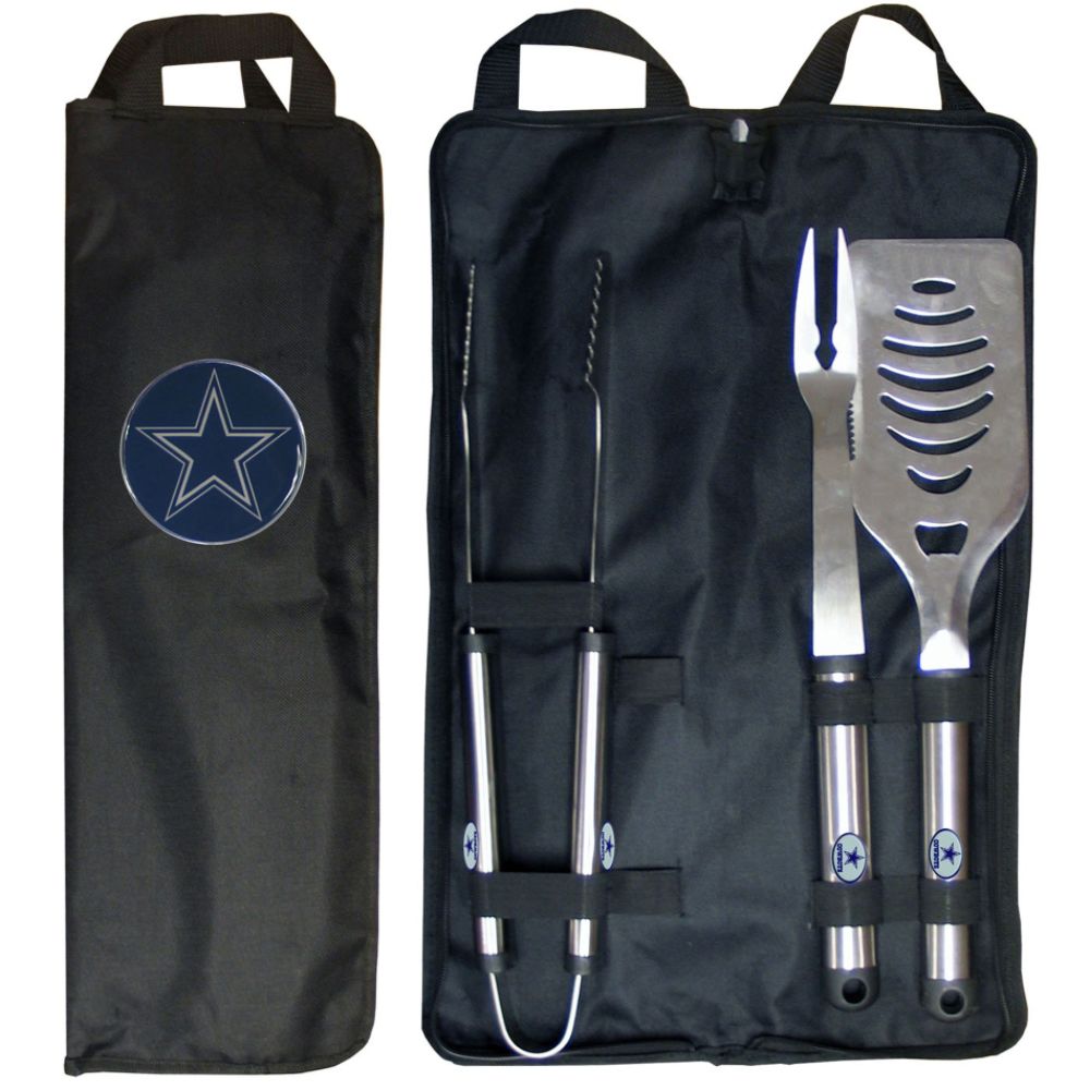 Siskiyou Dallas Cowboys 3-Piece NFL BBQ Set with Canvas Case