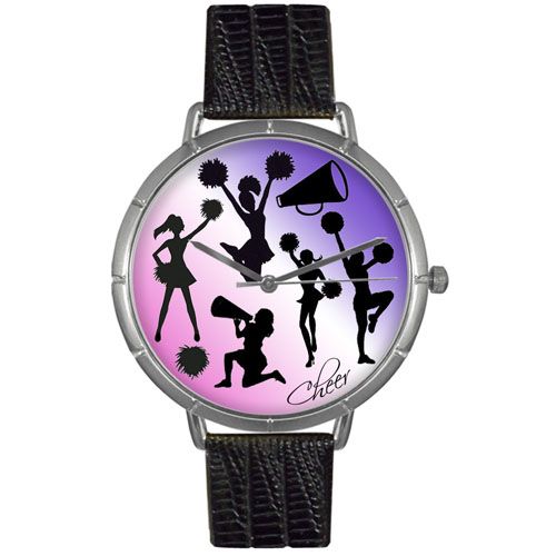 Cheerleading Lover Black Leather And Silvertone Photo Watch #T0840014