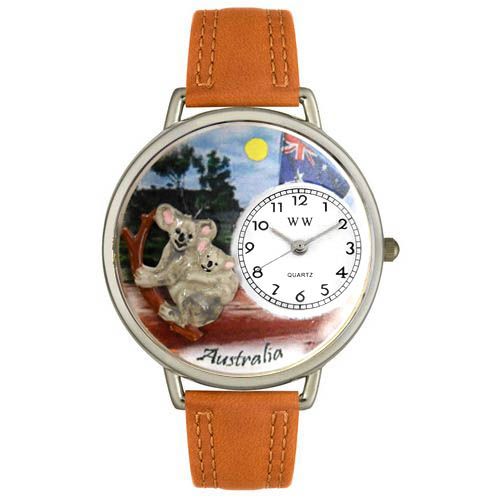 Whimsical Watches Australia Tan Leather And Silvertone Watch #U1420001